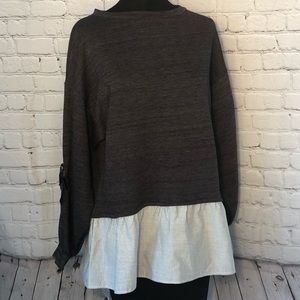 NWT Zara Girl Gray Top & Stripped Ruffle